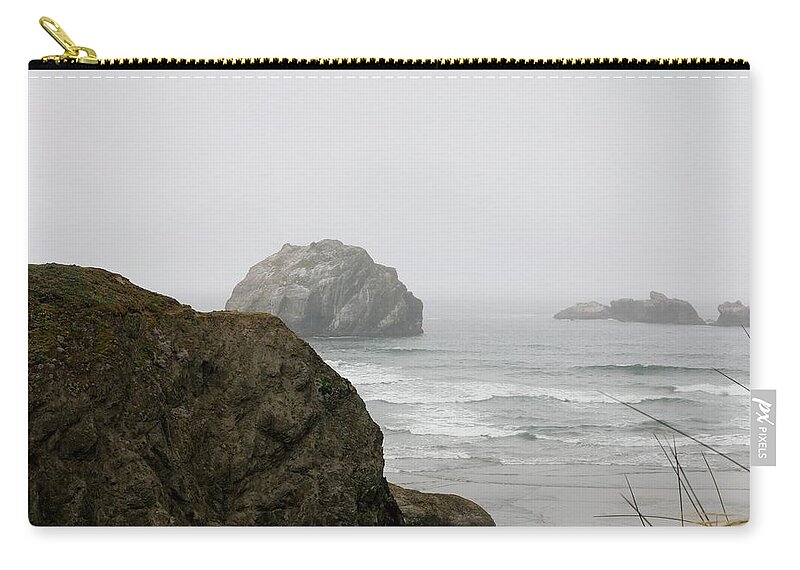 Face Rock Zip Pouch featuring the photograph Face in the Sea by Christy Pooschke