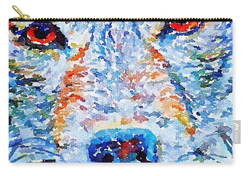 Wolf Zip Pouch featuring the digital art Face of a Wolf by Julius Reque