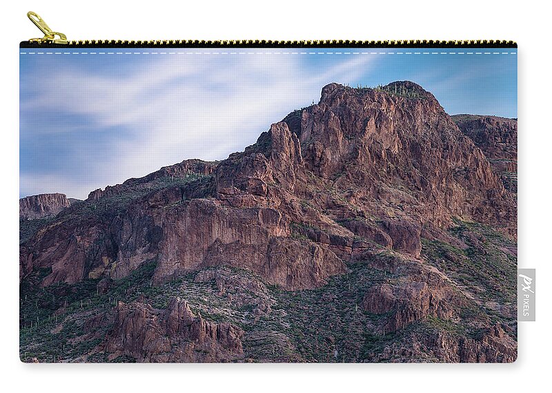 Superstition Mountains Zip Pouch featuring the photograph Face of Superstitions 1 by Greg Nyquist
