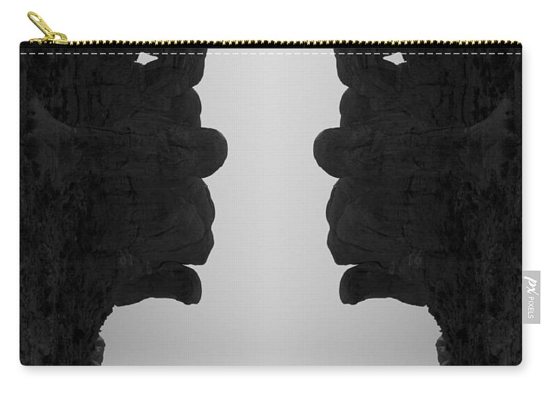 Black Zip Pouch featuring the photograph Face to Face III BW by David Gordon