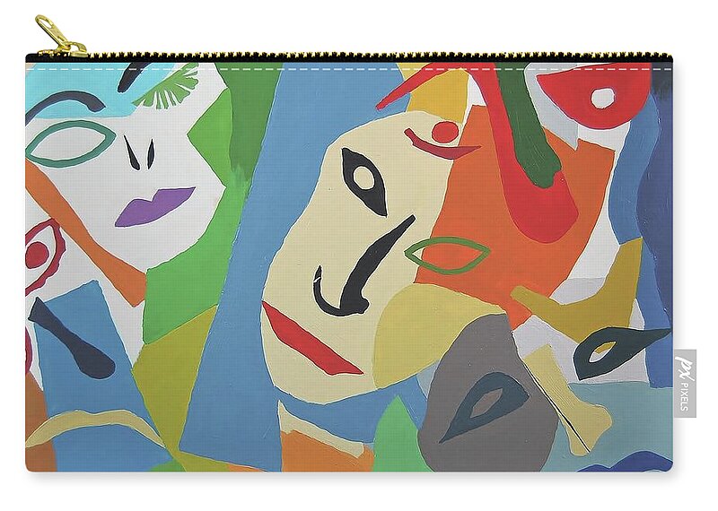 Face Zip Pouch featuring the painting Faces I by Charla Van Vlack