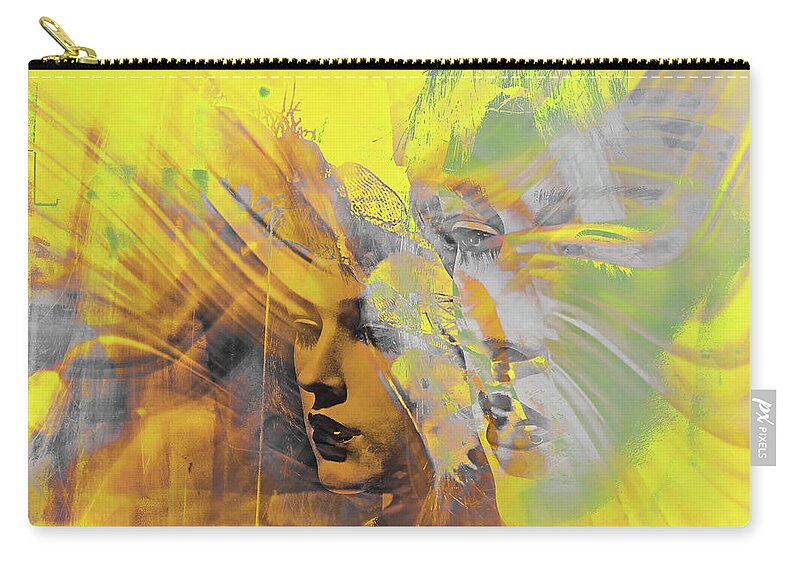Face Carry-all Pouch featuring the photograph Faces in yellow and grey by Gabi Hampe