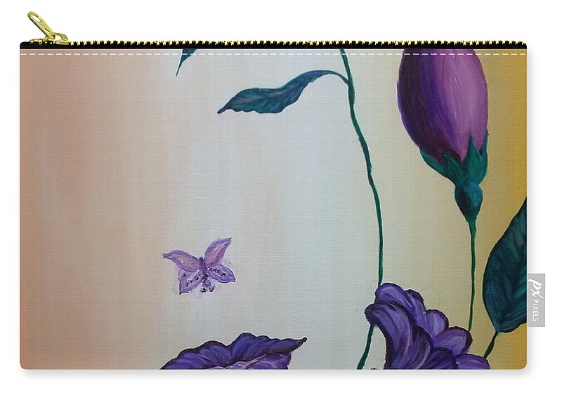 Face Zip Pouch featuring the painting Facial Flowering by Lynne McQueen