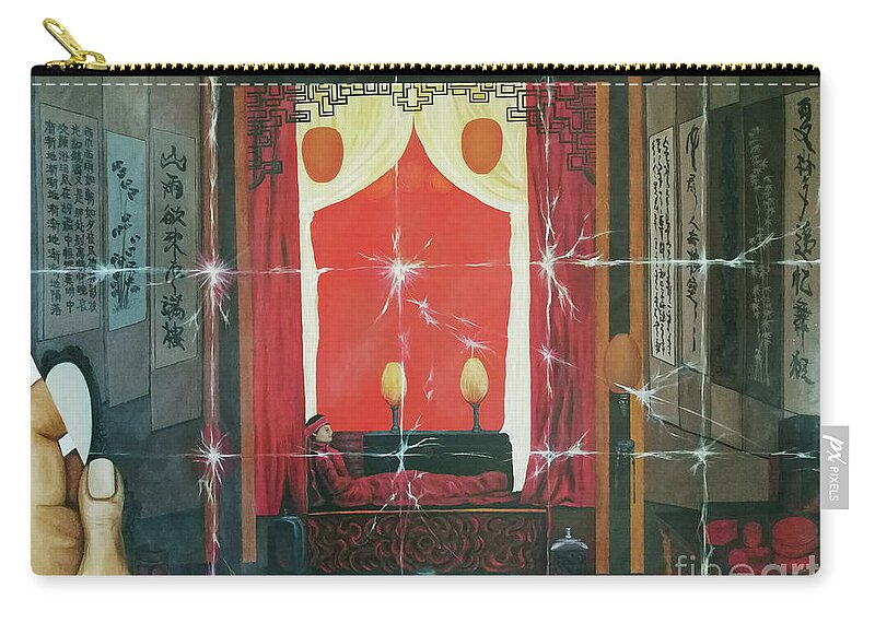 Goolge Images Zip Pouch featuring the painting The Unfolded Fading by Fei A