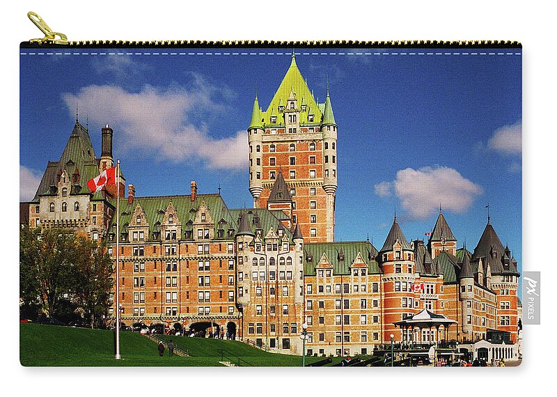 North America Zip Pouch featuring the photograph Fairmont Le Chateau Frontenac by Juergen Weiss