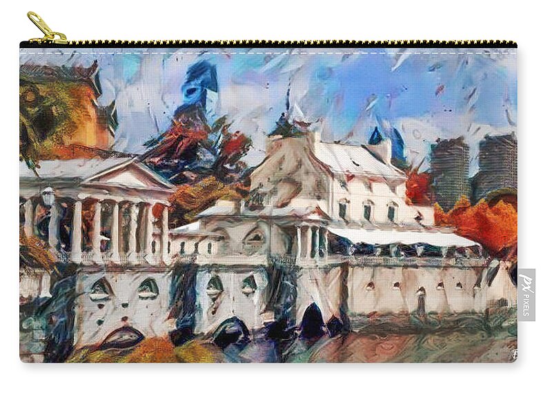 Fairmount Zip Pouch featuring the painting Fairmount Waterworks in Philadelphia Watercolor by Bill Cannon