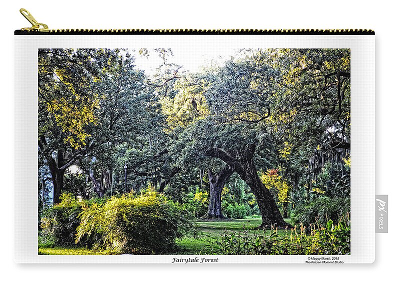 Fairy Tale Zip Pouch featuring the photograph Fairytale Forest with border by Maggy Marsh