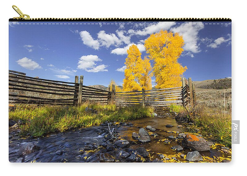 Autumn Zip Pouch featuring the photograph Fall at the Ranch by Jack Bell