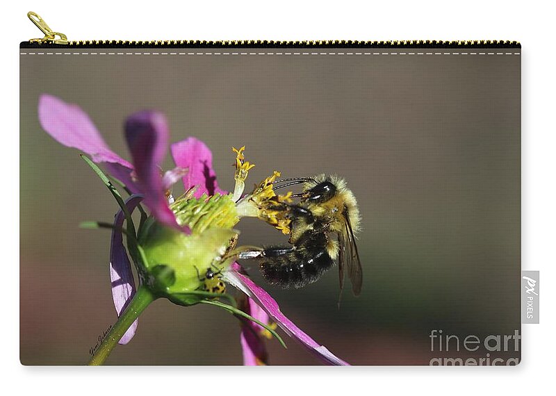 Bumblebee Zip Pouch featuring the photograph Fall Bumblebee  by Yumi Johnson