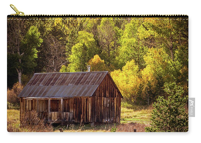 Cabin Zip Pouch featuring the photograph Fall Cabin by Steph Gabler