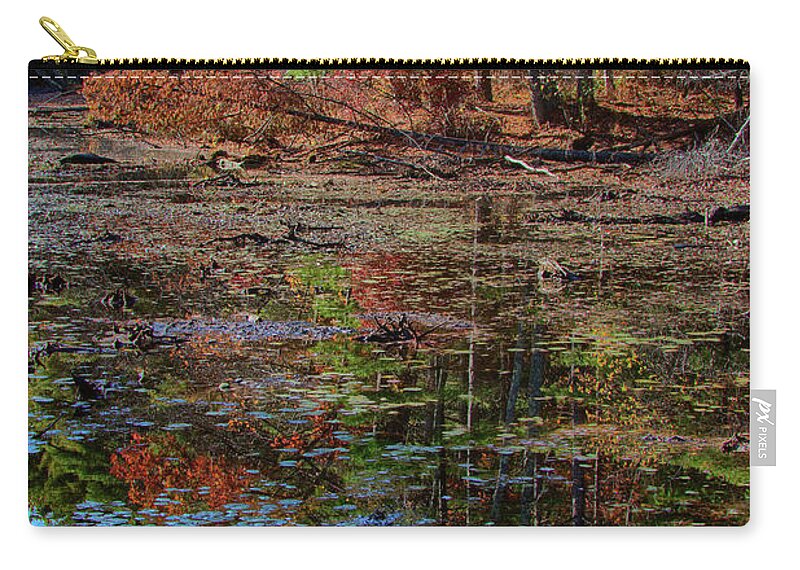#jefffolger Zip Pouch featuring the photograph fall colors abound in Harold Parker Sate Forest by Jeff Folger