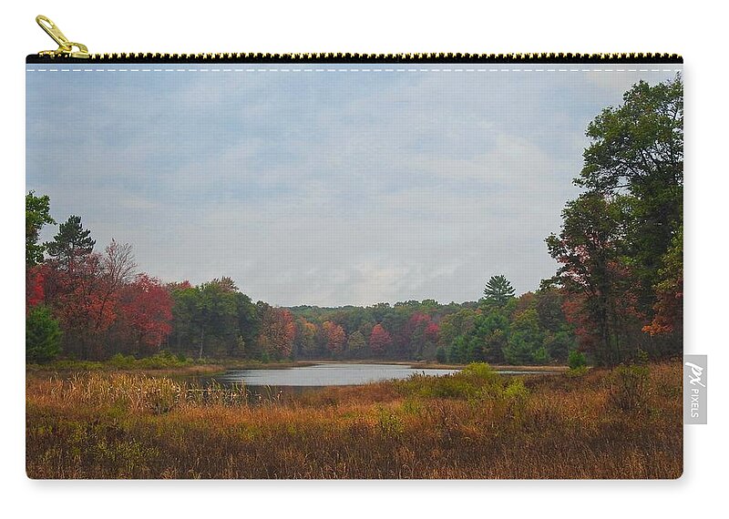 Morning Zip Pouch featuring the photograph Fall Colors at Gladwin 4459 by Wesley Elsberry