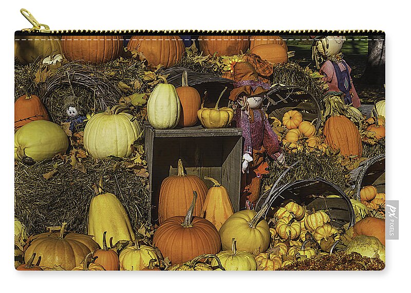 Pumpkins Zip Pouch featuring the photograph Fall Farm Stand by Garry Gay