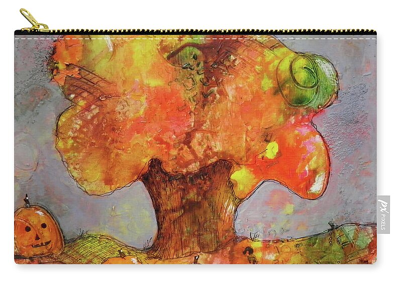Landscape Zip Pouch featuring the painting Fall Fun by Terry Honstead