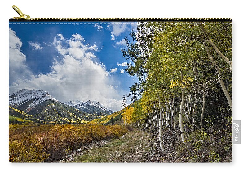 Red Mountain Zip Pouch featuring the photograph Fall in Colorado by Wesley Aston