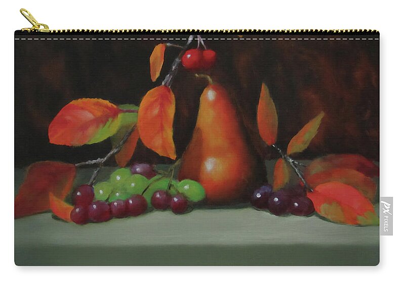 Fall Zip Pouch featuring the painting Fall Pear by Tina Glass