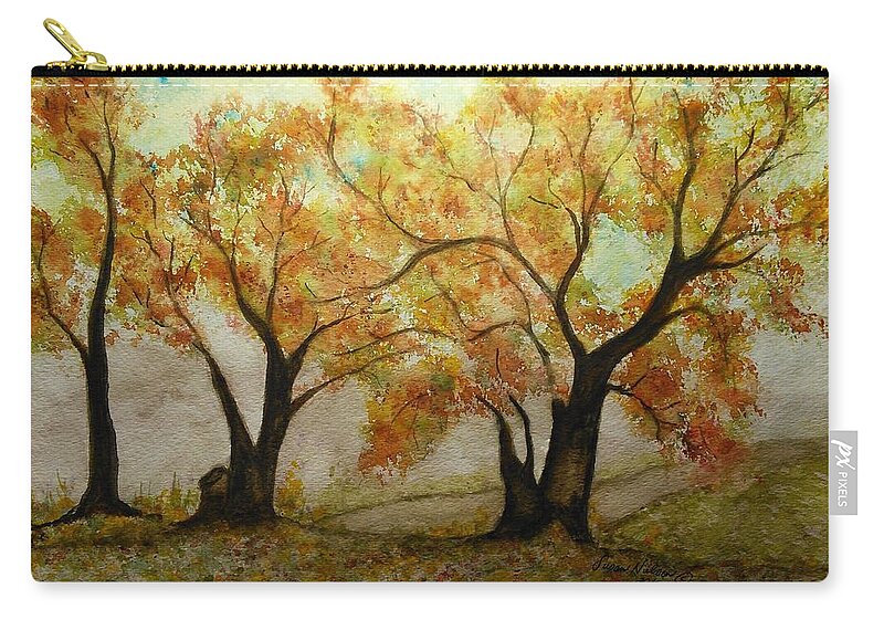 Fall Colors Zip Pouch featuring the painting Fall Scene by Susan Nielsen