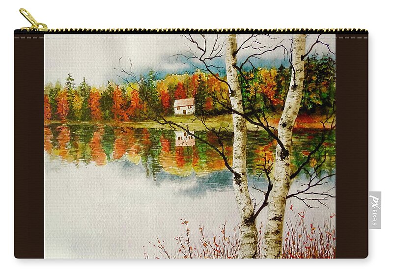 Landscape Zip Pouch featuring the painting Fall Splendour by Sher Nasser