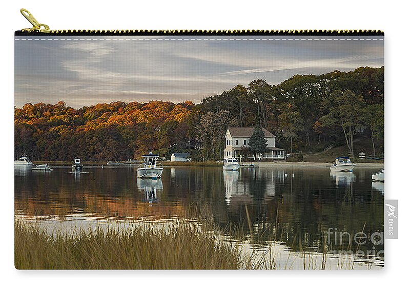 Centerport Zip Pouch featuring the photograph Fall Sunset in Centerport by Alissa Beth Photography