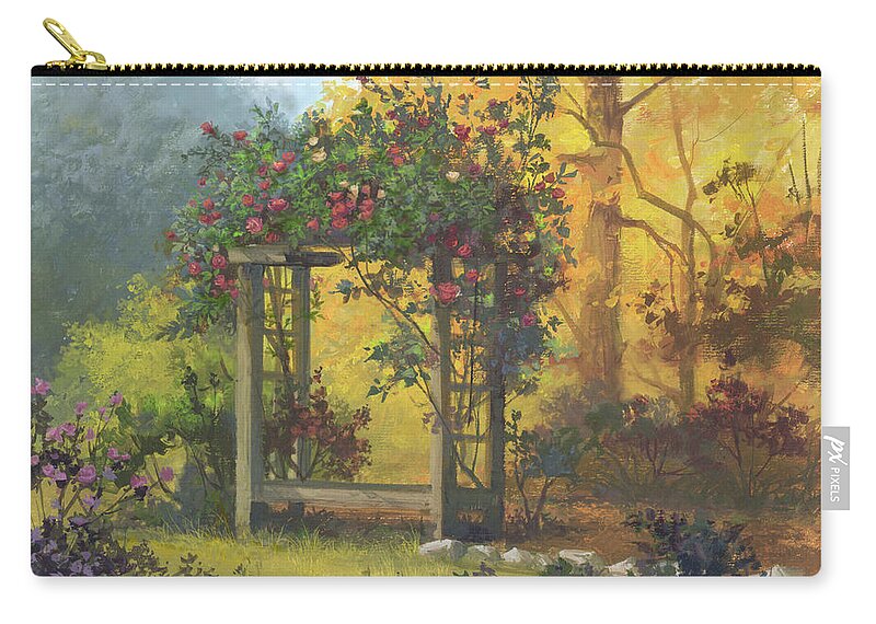 Michael Humphries Zip Pouch featuring the painting Fall Yellow by Michael Humphries