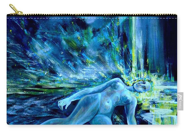 Fantasy Art Zip Pouch featuring the painting Fallen Star by Anna Duyunova