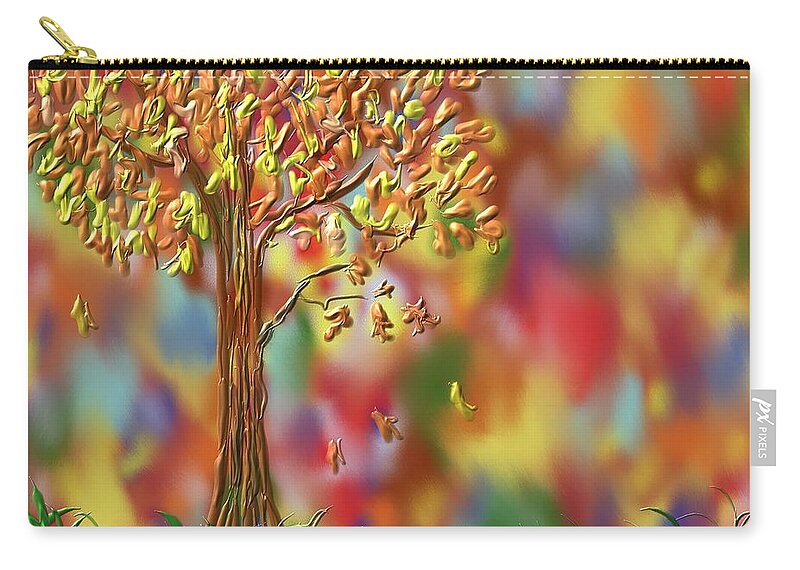 Tree Zip Pouch featuring the painting Falling leaves by Kevin Caudill