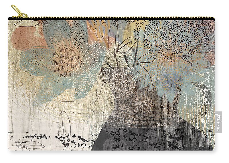 Flowers Zip Pouch featuring the mixed media On A Breeze #2 by Lynn Nafey