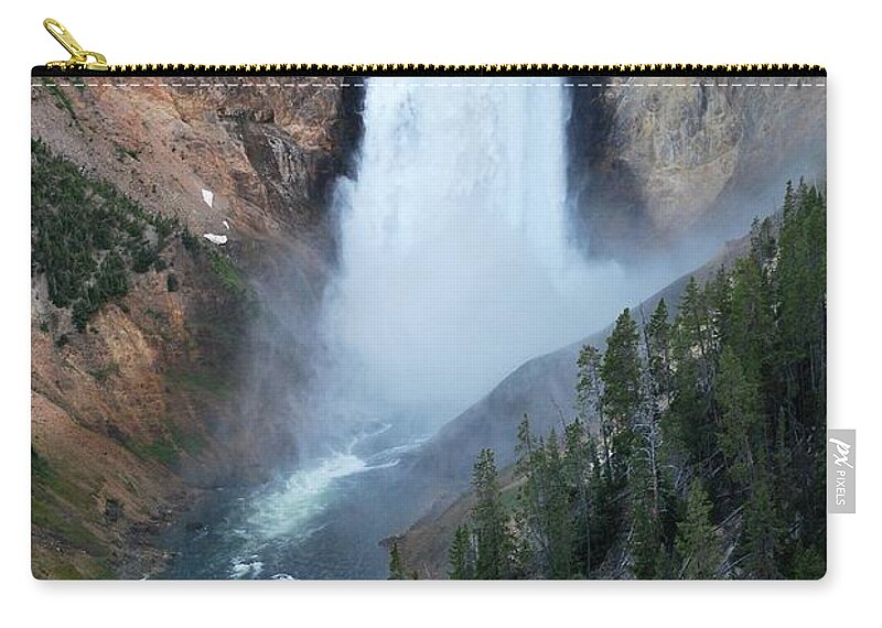 Waterfall Zip Pouch featuring the photograph Yellowstone National Park Waterfalls by Angela Grato