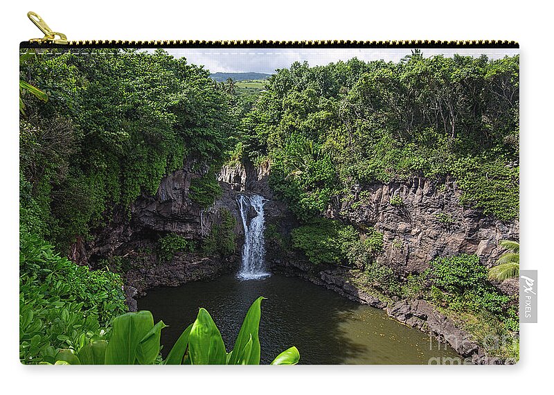 Maui Zip Pouch featuring the photograph Falls Seven Sacrad Pools 2 by Baywest Imaging
