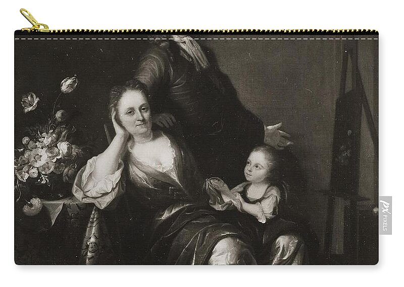 Juriaen Pool And Rachel Pool-ruysch - Family Portrait With Flower Still-life Carry-all Pouch featuring the painting Family by Juriaen Pool