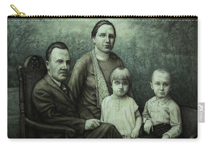 Vintage Carry-all Pouch featuring the painting Family Portrait by James W Johnson