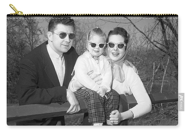 1950s Zip Pouch featuring the photograph Family Portrait With Sunglasses, C.1950s by J. Rogers/ClassicStock