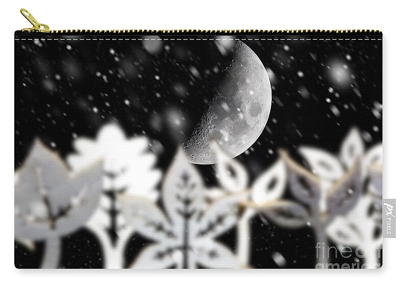 Moon Carry-all Pouch featuring the photograph Fantasy Christmas scene with moon by Simon Bratt