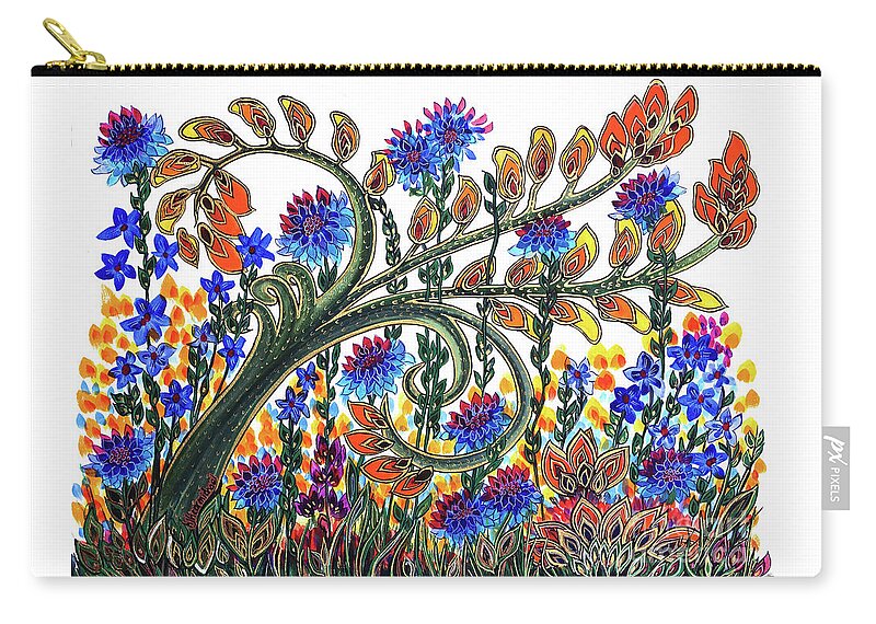 Design Zip Pouch featuring the painting Fantasy Garden by Holly Carmichael