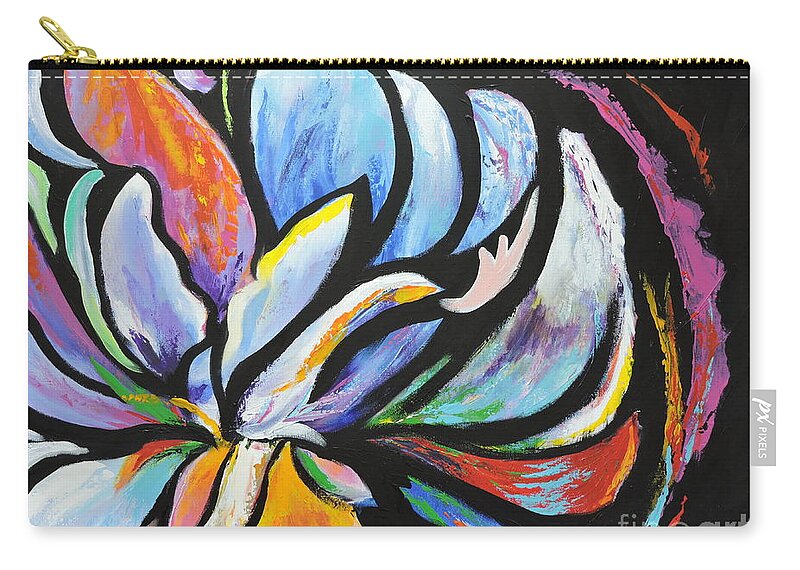 Floral Zip Pouch featuring the painting Fantasy Peony by Jodie Marie Anne Richardson Traugott     aka jm-ART