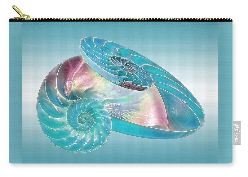 Nautilus Shell Zip Pouch featuring the photograph Fantasy Seashells Entwined by Gill Billington