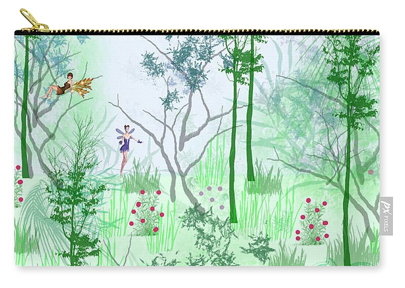 Fantasy Zip Pouch featuring the digital art Fantasy Woods by Rosalie Scanlon