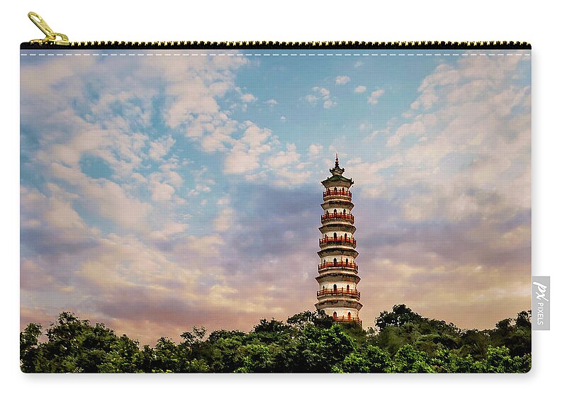Pagoda Zip Pouch featuring the photograph Far Distant Pagoda by Endre Balogh