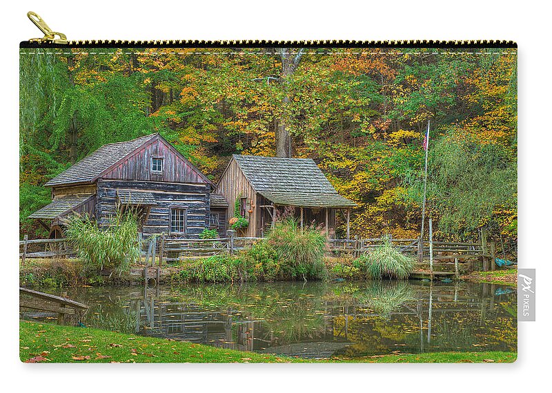 Farm Zip Pouch featuring the photograph Farm in Woods by William Jobes