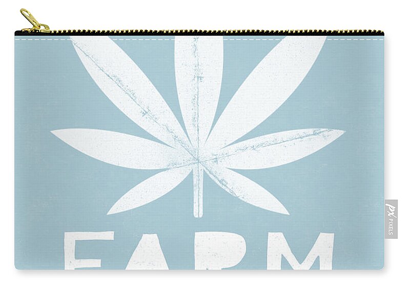Cannabis Zip Pouch featuring the mixed media Farm To Couch Blue- Cannabis Art by Linda Woods by Linda Woods