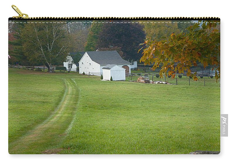 Autumn Foliage New England Zip Pouch featuring the photograph Farmers path through the fall colors by Jeff Folger
