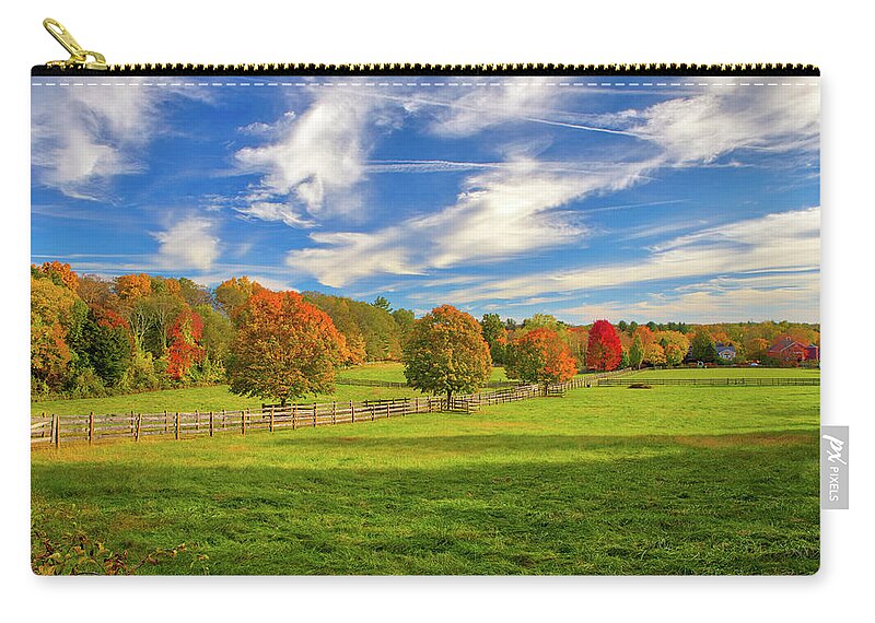 Sherborn Zip Pouch featuring the photograph Farmland in Sherborn Massachusetts by Juergen Roth