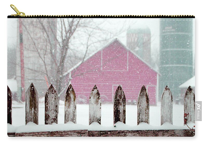 Farm Carry-all Pouch featuring the photograph Farmline Christmas by Troy Stapek