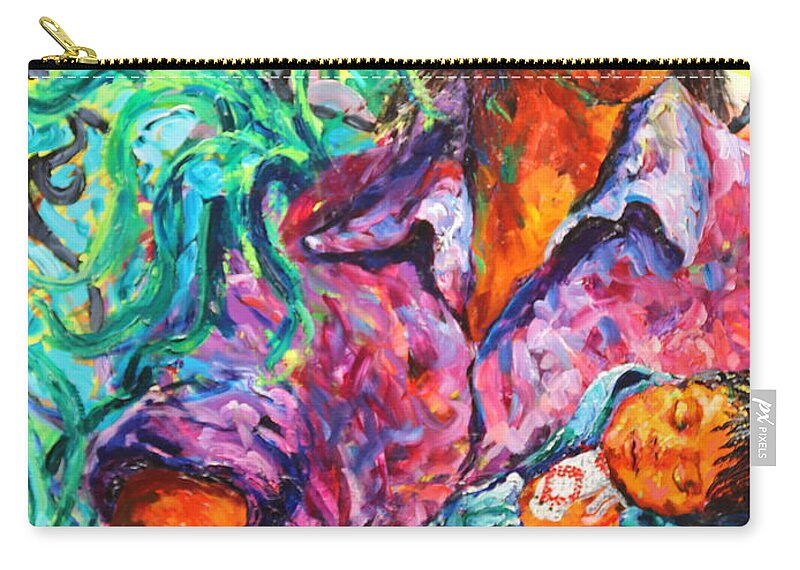 Portrait Zip Pouch featuring the painting Father and Child by Madeleine Shulman