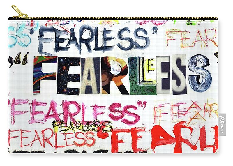 Fearless Zip Pouch featuring the mixed media Fearless by Carolyn Weltman