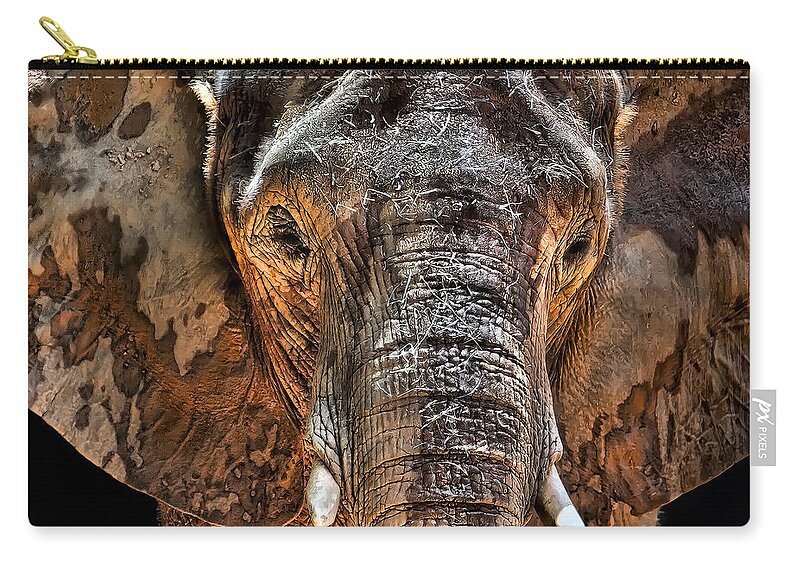 Elephant Zip Pouch featuring the photograph Fearless by Janet Fikar