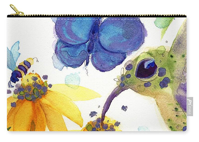 Hummingbird Zip Pouch featuring the painting Feast for All by Dawn Derman