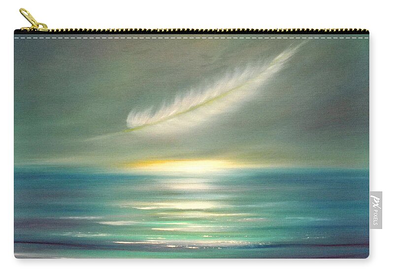 Sunset Zip Pouch featuring the painting Feather at Sunset by Gina De Gorna