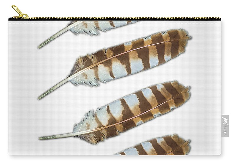 Feather Zip Pouch featuring the photograph Feathers on White by Jeff Phillippi