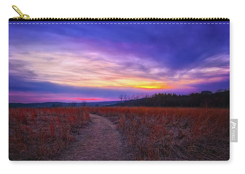 Wisconsin Landscape Zip Pouch featuring the photograph February Sunset and Path at Retzer Nature Center by Jennifer Rondinelli Reilly - Fine Art Photography